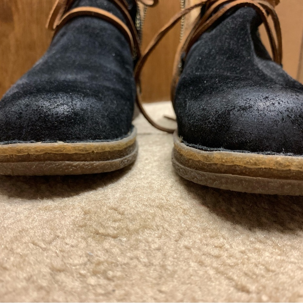 Born Black Suede Ankle Boots with Brown Laces - Picture 3 of 10